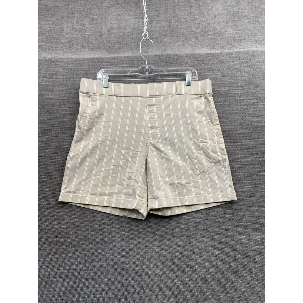 Gloria Vanderbilt Shorts Womens 14 Beige White Striped Shape Effect High Rise
